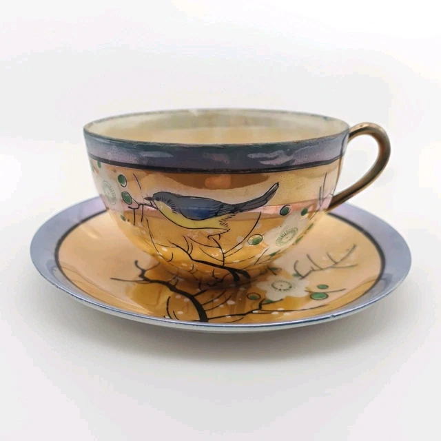 LUSTERWARE HAND-PAINTED TEA Cup and Saucer Three Sets Made in