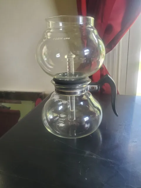 Vintage Cory Dru Glass "Stove Top Double Bubble" Vacuum Percolator Coffee Pot