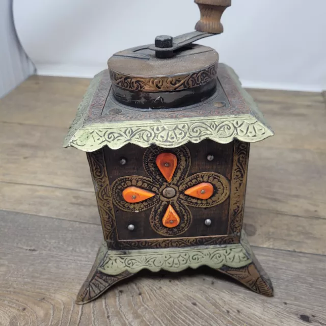 vintage Moroccan coffe grinder made from tamarisk wood hand crafted