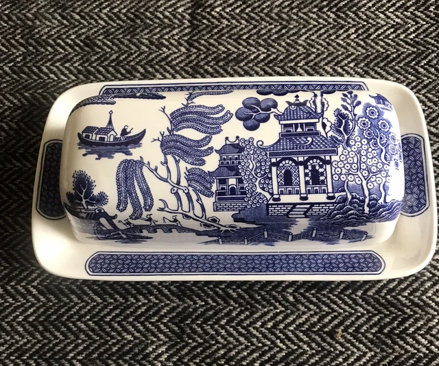 CHURCHILL BLUE WILLOW Butter Dish With Lid 16.50 PicClick UK