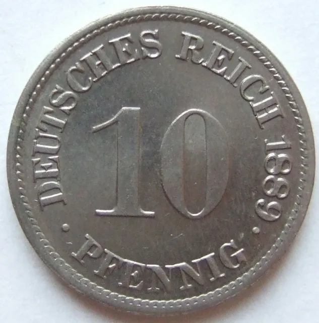 Moneta Reich Tedesco Impero Tedesco 10 Pfennig 1889 G IN Uncirculated