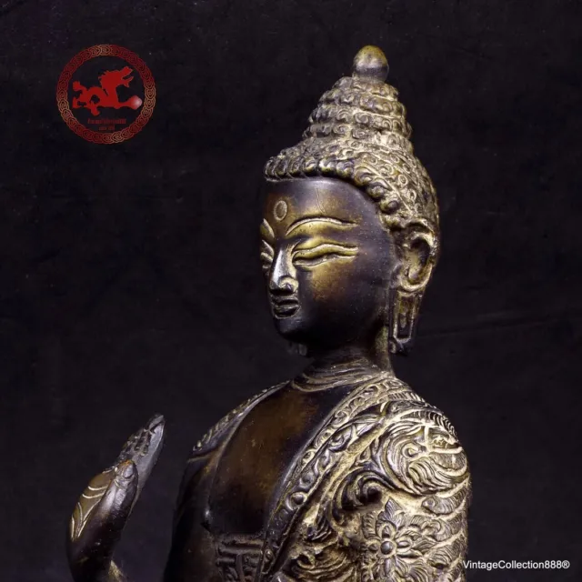 Bronze Antique Chinese Buddha Statue - Shakyamuni Abhaya Mudra with sealed base
