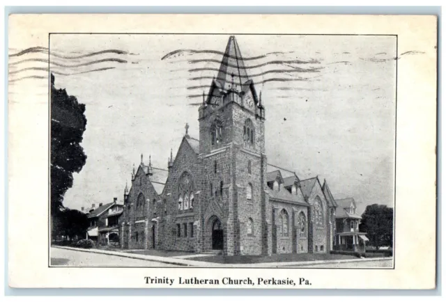 1936 Trinity Lutheran Church Perkasie Pennsylvania PA Vintage Postcard