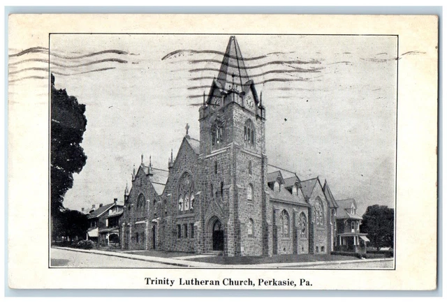 1936 Trinity Lutheran Church Perkasie Pennsylvania PA Vintage Postcard