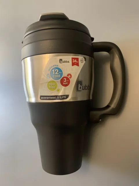 Bubba 34oz Insulated Travel Cup W/Handle 3Hrs Hot/12Hrs Cold Black/Steel-Flawed