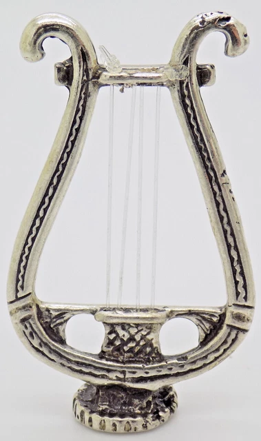 Vintage Italian Handmade Genuine Silver RARE Lira Instrument Dollhouse Miniature