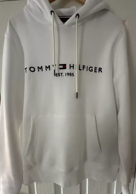 BNWOT New Tommy Hilfiger White Core Logo Hoodie Hooded Top Sweatshirt Jumper XL