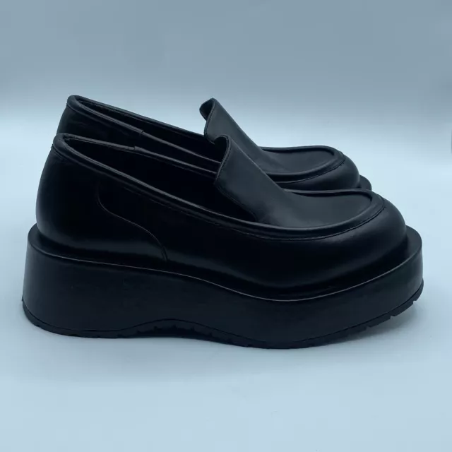 NWOB Anthropologie Paloma Barcelo Chunky  Loafers Womens US 9 Black Leather Y2K