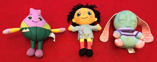 Bundle of Hasbro Cbeebies Moon & Me Soft Toys Mr Onion, Pepi Nana, Sleepy Dibilo