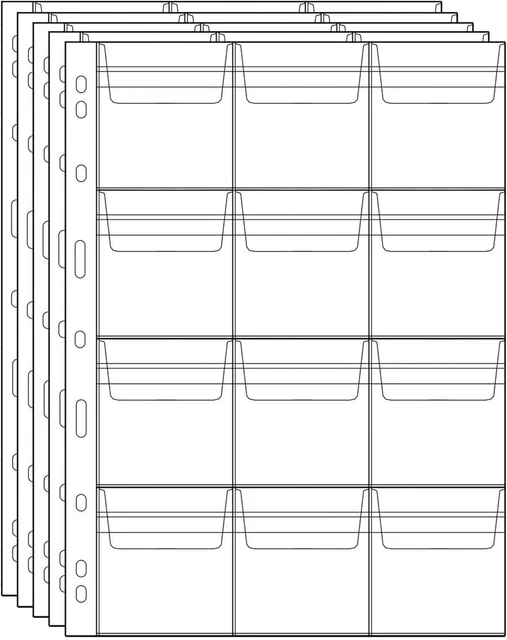 Coin Collecting Pages 5 Sheets 12 Pockets Standard 9Hole Coin Pocket Inserts Col