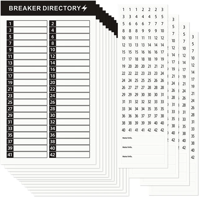 16 SHEETS BREAKER Panel Labels Electrical Box Sticker Numbers Breaker