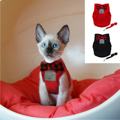 Escape Proof Cat Harness Jacket and Lead Soft Mesh Small Dog Kitten Vest Red S-L