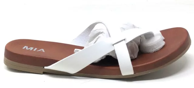 MIA SHOES WOMENS Ares Slide Flat Sandals White Leather Size 9 M US 39.32 PicClick UK