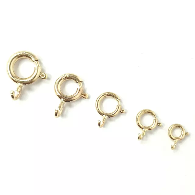 Solid 9ct Gold Bolt Ring Open Jewellery Clasp Spring Ring 4mm 5mm 6mm 7mm 8mm