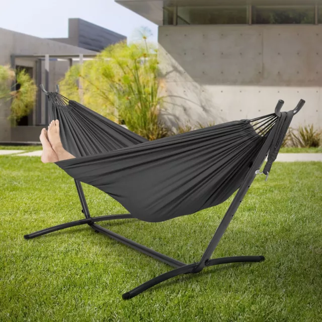 Hamaca XXL con soporte de acero silla colgante balancín gris oscuro para jardín