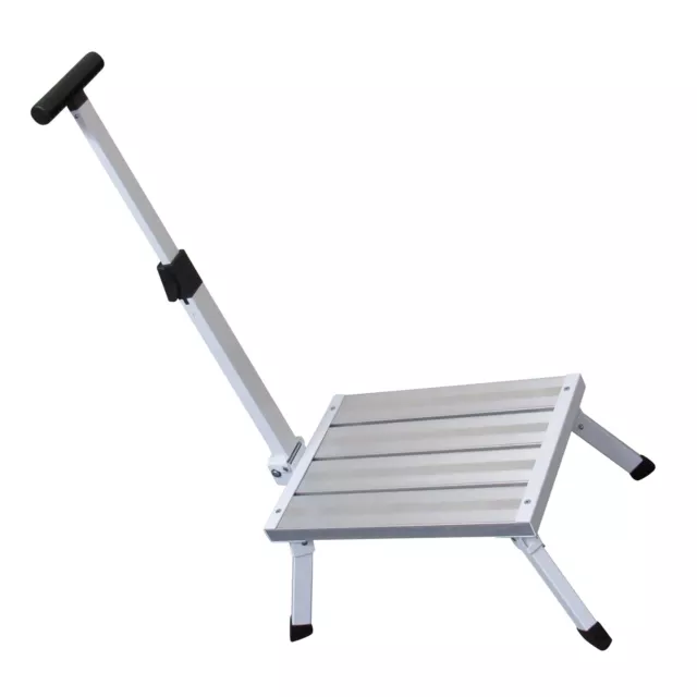 Large Aluminium Single Folding Step with Handrail (Caravan Motorhome Platform)