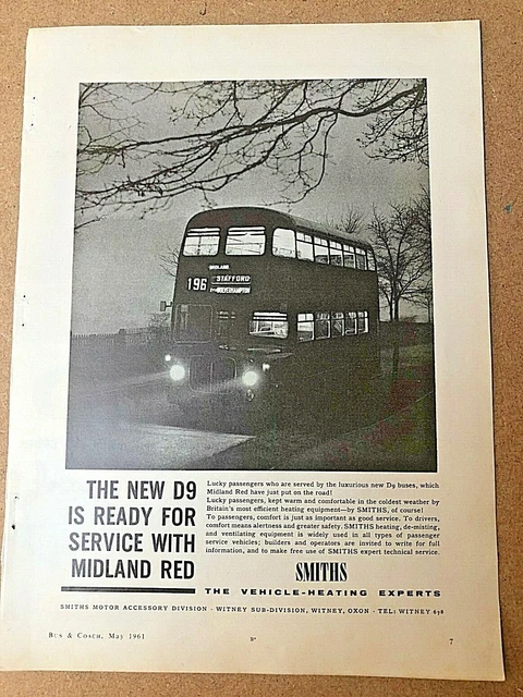 1961 VINTAGE MAGAZINE Advert Bus Coach MIDLAND RED D9 BUSES 196 ...