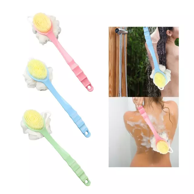 Double Side Long Handle Back Shower Brush, Bathroom Accessories Anti Slip Washer