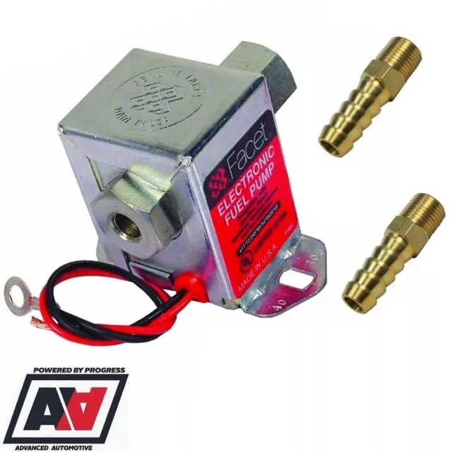 Facet Solid State Cube Electric Fuel Pump 2.0 - 4.0 Psi With 6mm Hose Unions ADV