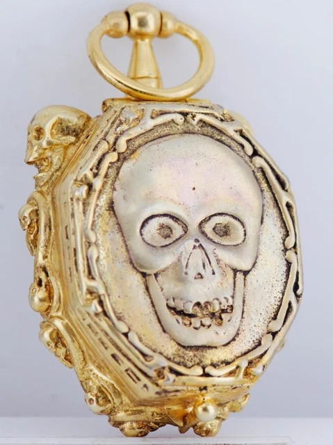 ANTIQUE 18TH C French Memento Mori Skull Pocket Watch – Cylinder Fusee ...