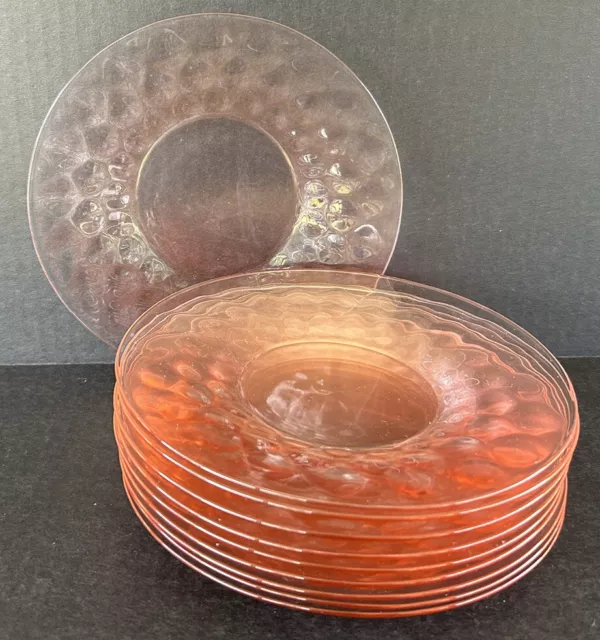 Vintage Cambridge Pink Depression Glass Salad Plates 7 3/8” Aero Optic Set Of 10