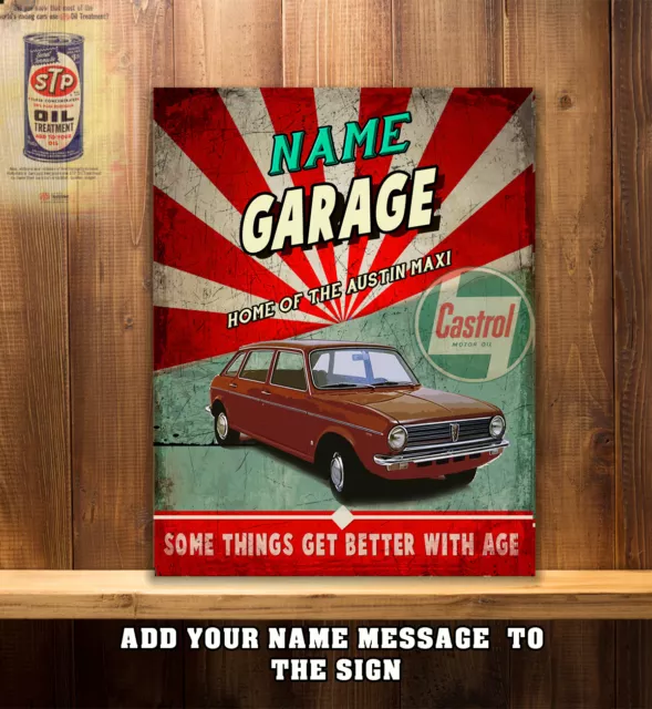 Personalised Austin Maxi Garage Workshop Shed Vintage Metal Wall Sign Gift CS32