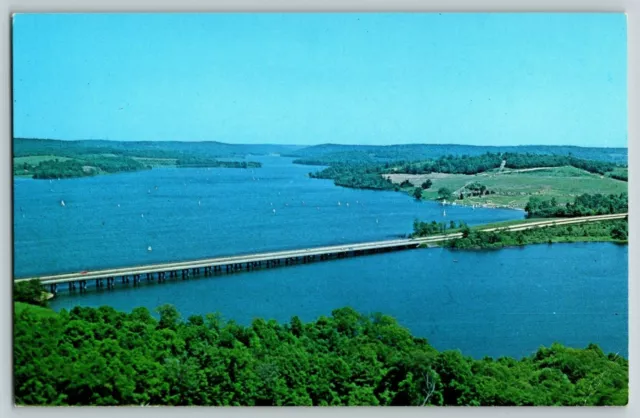 VTG Aerial View of Lake Arthur Moraine State Park Pennsylvania Chrome Postcard