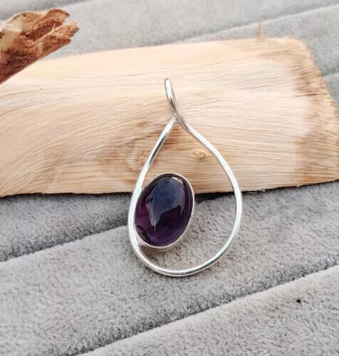 Amethyst handmade designer Pendant 925 Sterling Silver Gift For Love