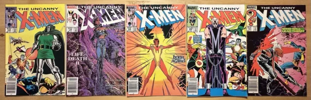 Uncanny X-Men #197, #198, #199, #200, #201 Marvel Copper Age Newsstand Comic Lot
