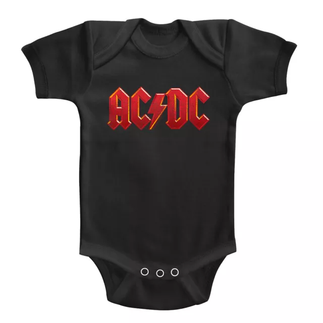 ACDC Rock Band Logotipo Rojo Descolorido Bebé Traje Cuerpo Concierto De Colección Infantil Mono Crecimiento