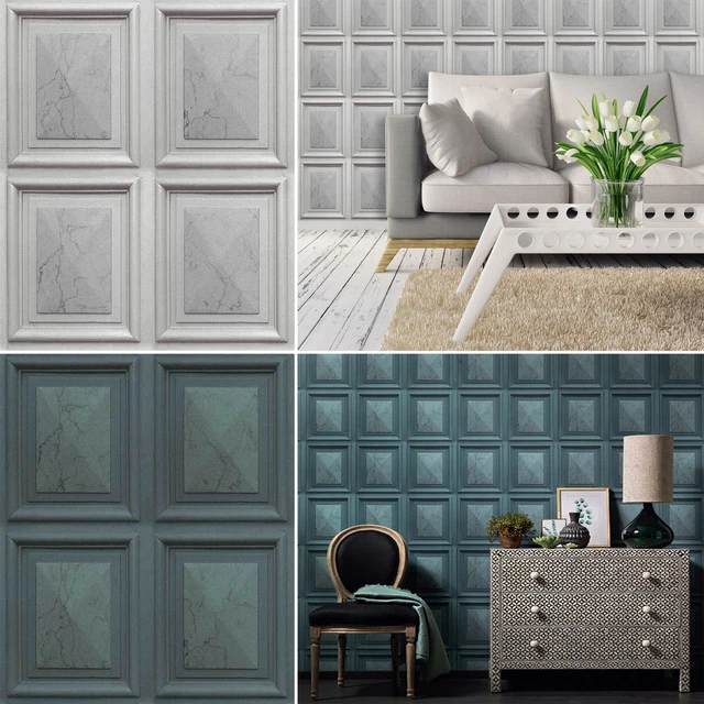 MARBLE EFFECT WOOD Panel Faux Luxury Wallpaper Paste The Wall Vinyl