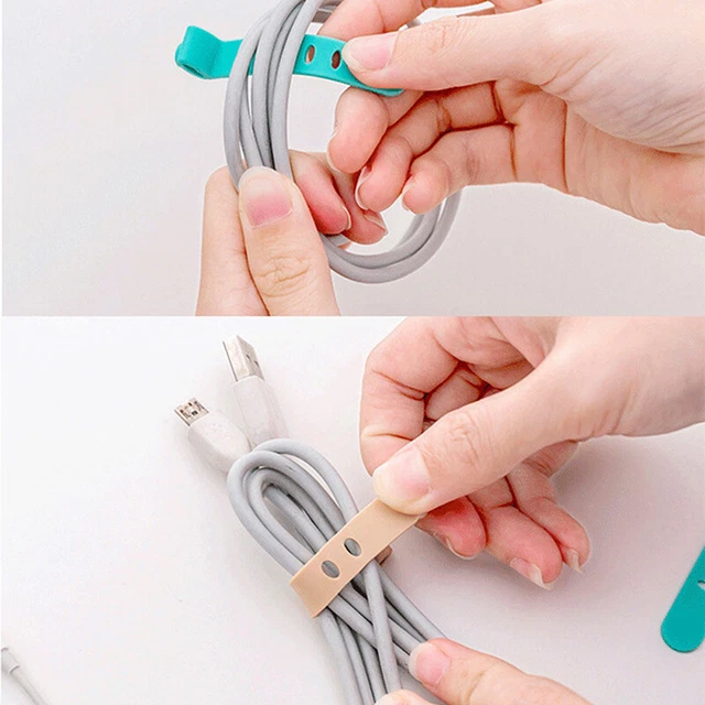 4Pcs Silicone Cable Organizer USB Data Wrap Cord Winder Wire Protector Holder Ql