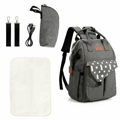 Diaper Bag Backpack Waterproof Baby Nappy Bag w/USB Charging Port Travel Outdoor