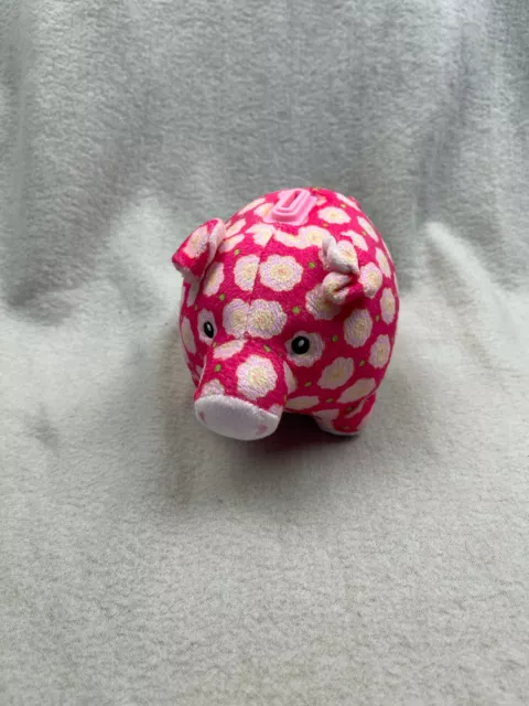 Plush Pig Money Box/ Piggy Bank. Pink Floral Soft Toy Baylis and Harding