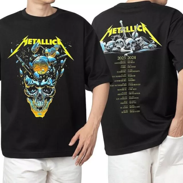 METALLICA BAND METAL Tour 2023 2024 Event TShirt Black Fullsize S3XL