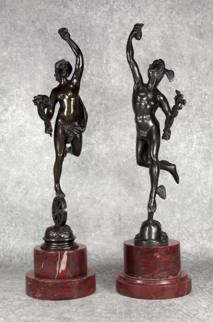 Paire de Statuettes en Bronze - Fortune et Mercure - Sculptures - Époque XIXème