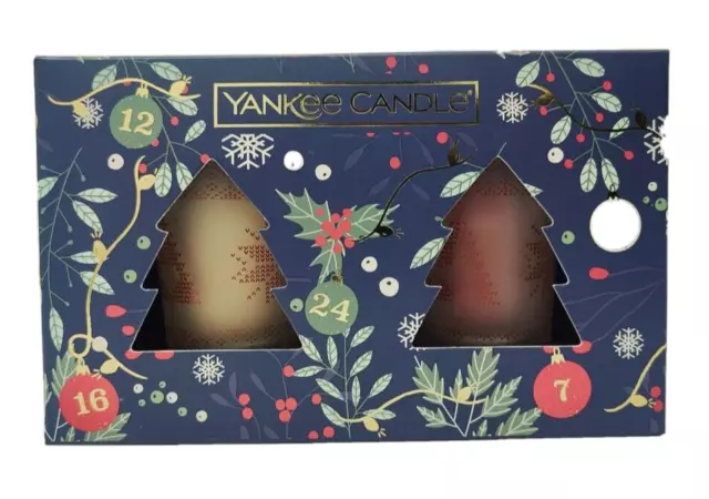 Yankee Candle Gift Set 2 Votive Candles Scented & Holder Christmas Collection