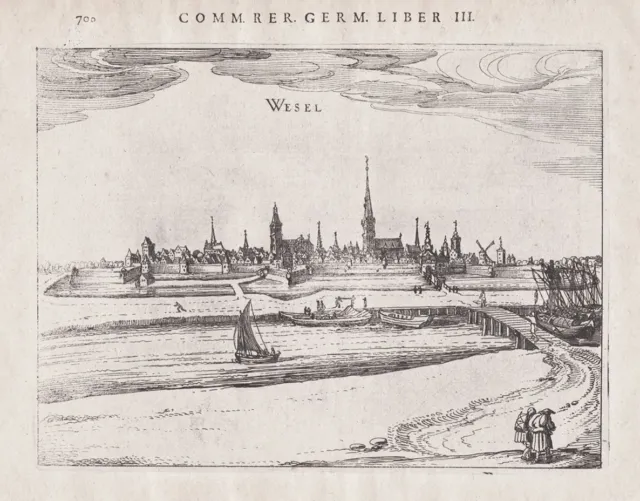 Wesel Rin Renania Vista General Grabado Bertius 1616