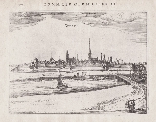 Wesel Rin Renania Vista General Grabado Bertius 1616