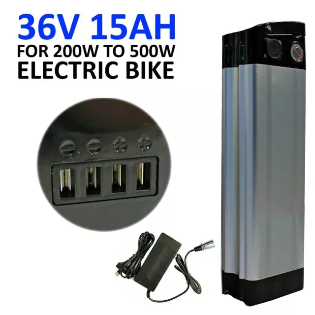 36v 15A Silver Fish Type Battery for 250W 300W Electric Bike eBike Bicycle