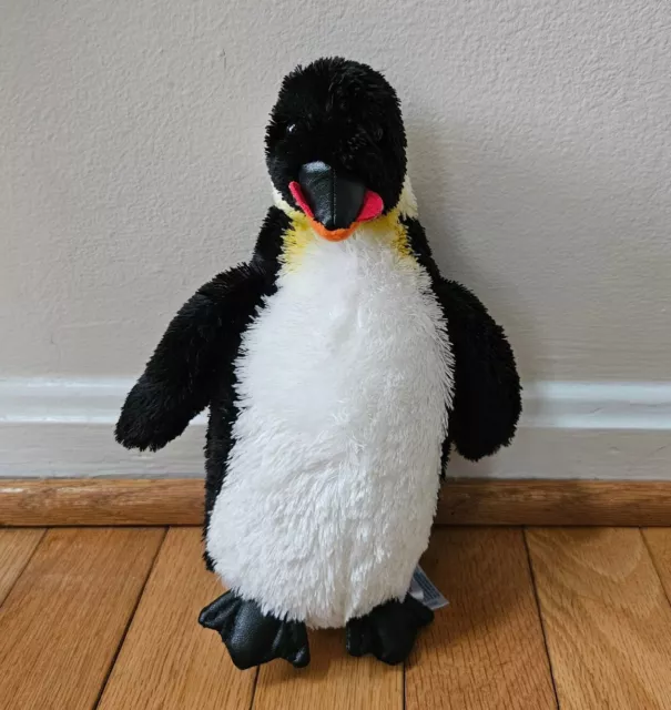 Aurora Emperor Penguin 9” Plush Black White Shaggy Stuffed Animal Toy Realistic