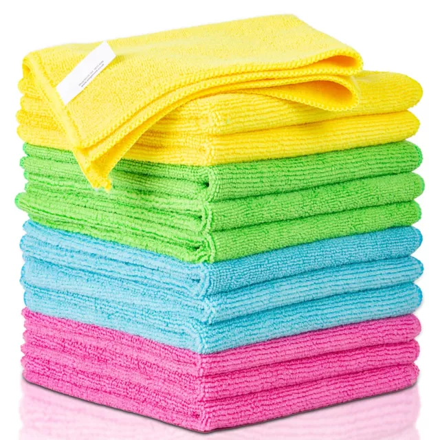 Set of 12 Soft Washable Microfibre Cleaning Cloth Car Kitchen Windows Cloth