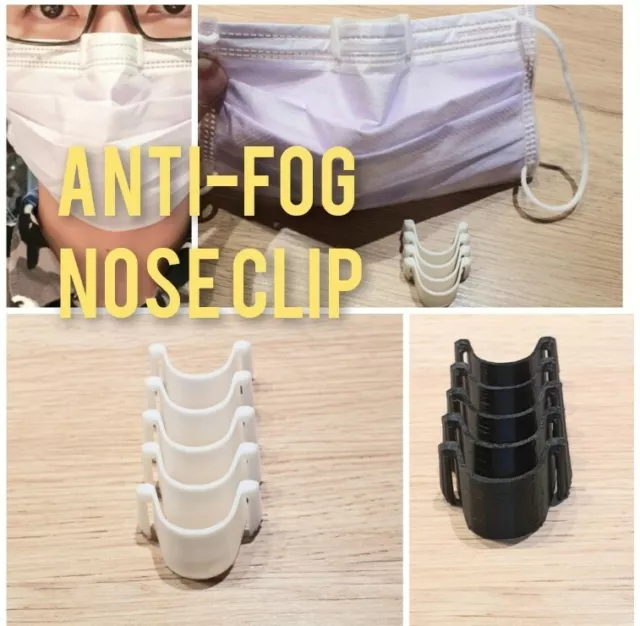 5x White Anti-Fog Face Mask Nose Clip Masks Clips for Glasses  3d Printed