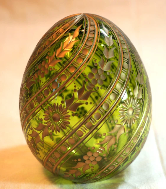 BEL ŒUF DE style FABERGÉ grand modèle vert gravé production russe bx24fab002 EUR 130,00