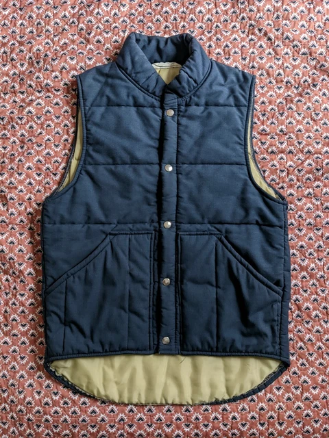 VINTAGE Nelson Blue Men's Vest Navy Sz Medium Made In USA Quilt Lined INSULATED