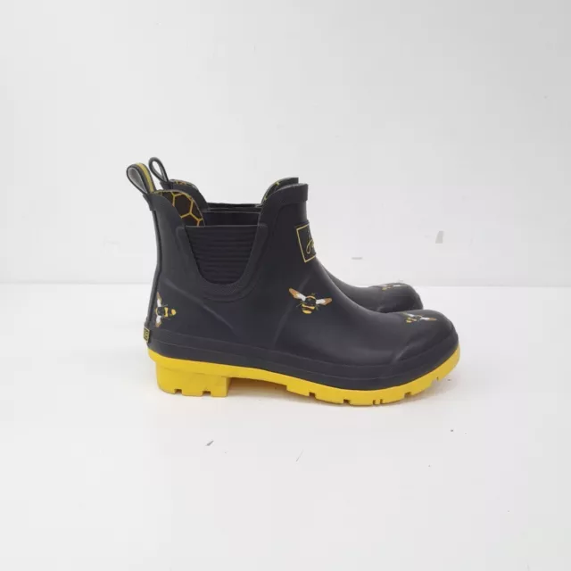 Joules Wellibob Rainboot Size 4 Womens Black Bee Ankle -WRDC