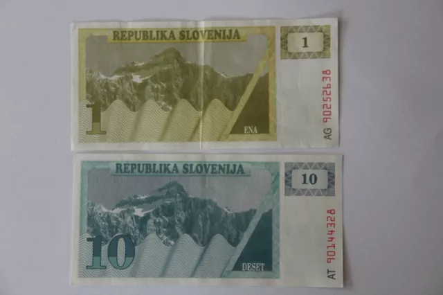 Slovenia / Slowenien 1 Tolar + 10 Tolarjev 1990