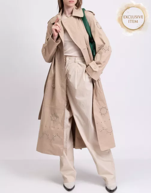 RRP €3755 ERDEM Trench Aldair US6 UK10 M Beige Ricamati Cinture