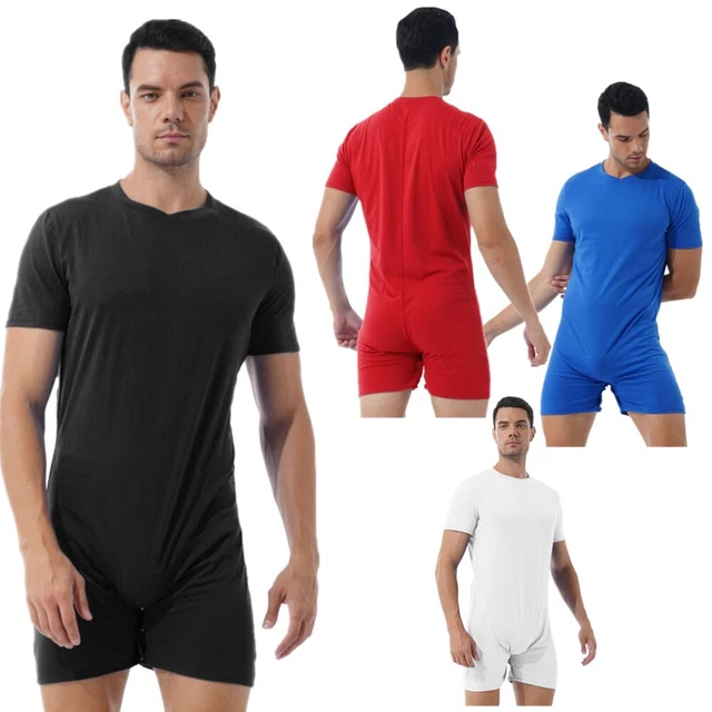 MEN'S LEOTARD BODYSUIT Spandex OnePiece Dance Unitard Biketard