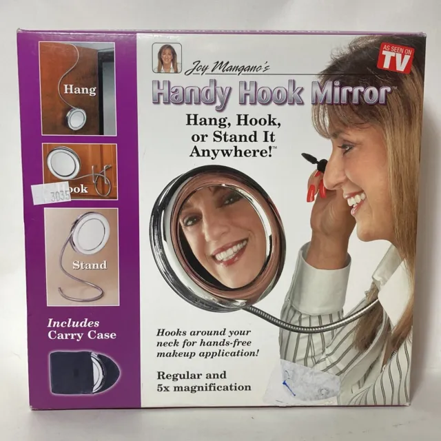 Original Handy Hook Mirror by Joy Mangano With Case Chrome 7” As Seen On TV